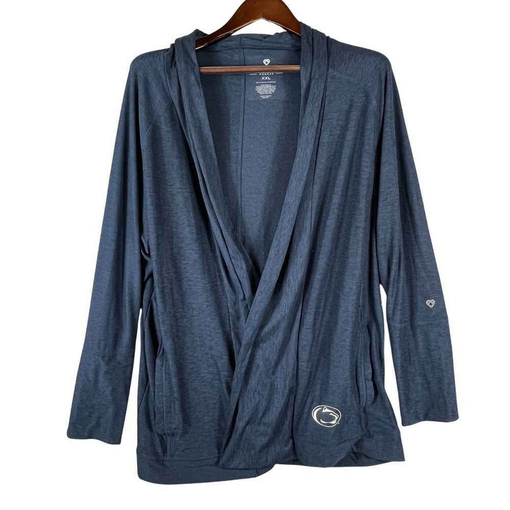 Colosseum Womens XXL Open Cardigan Penn State Logo Pockets Navy Athleisure